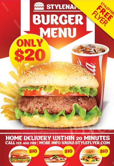 Burger Menu FREE PSD Flyer Template