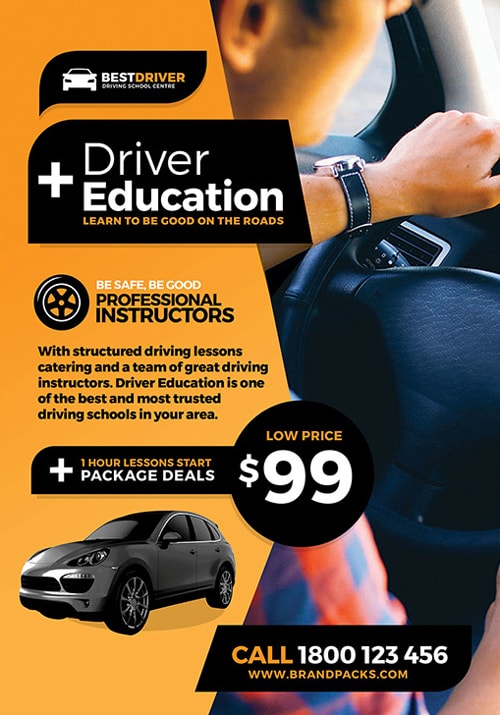 Driving School Free PSD Flyer Template