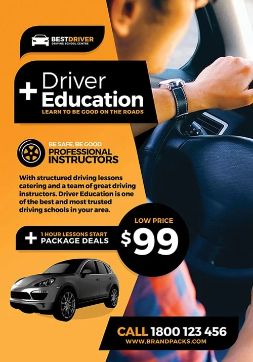 Driving School Free PSD Flyer Template