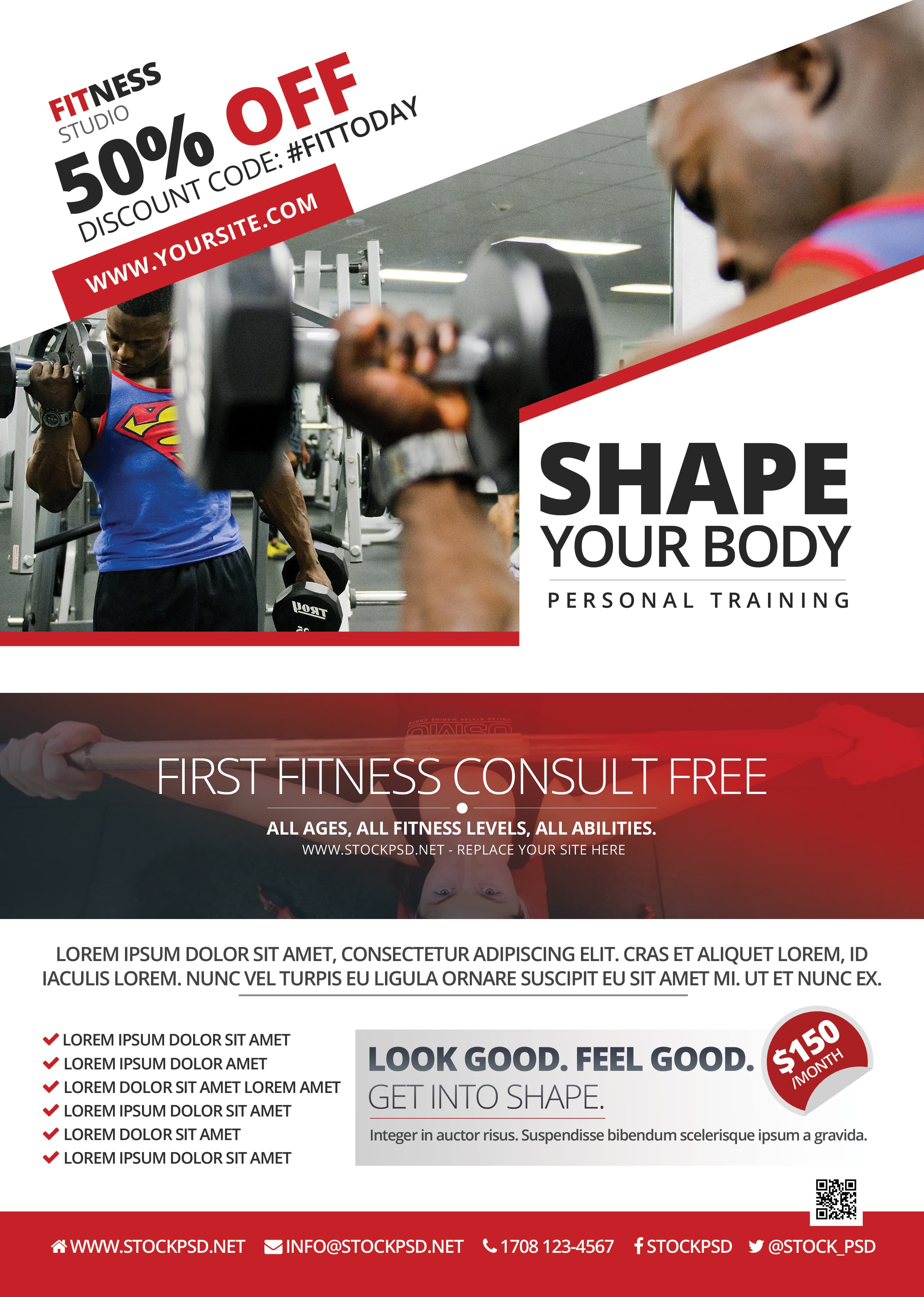 Fitness and Gym – Freebie PSD Flyer Template - PSDFlyer With Fitness Boot Camp Flyer Template
