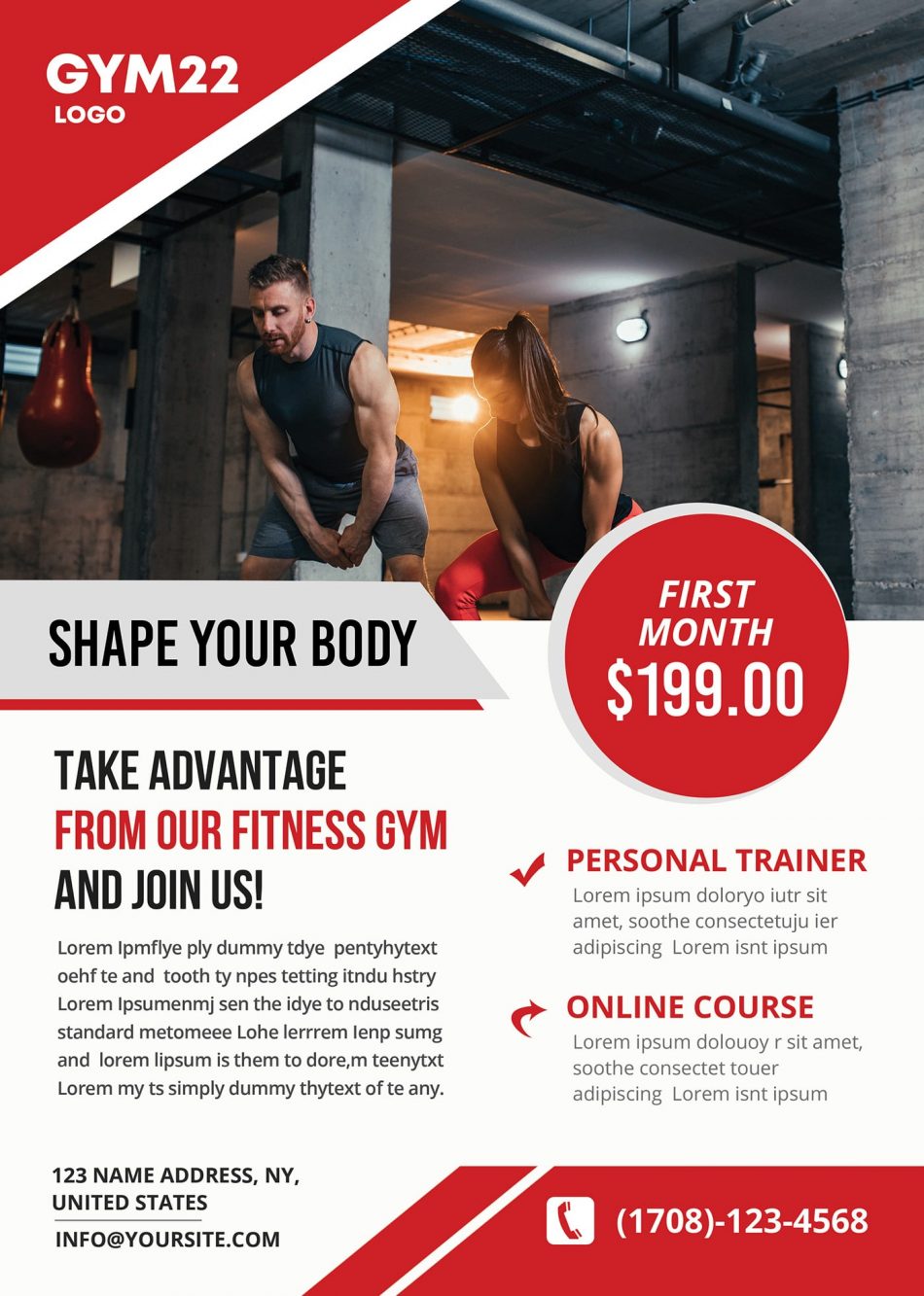 Free Fitness and Gym PSD Flyer Template