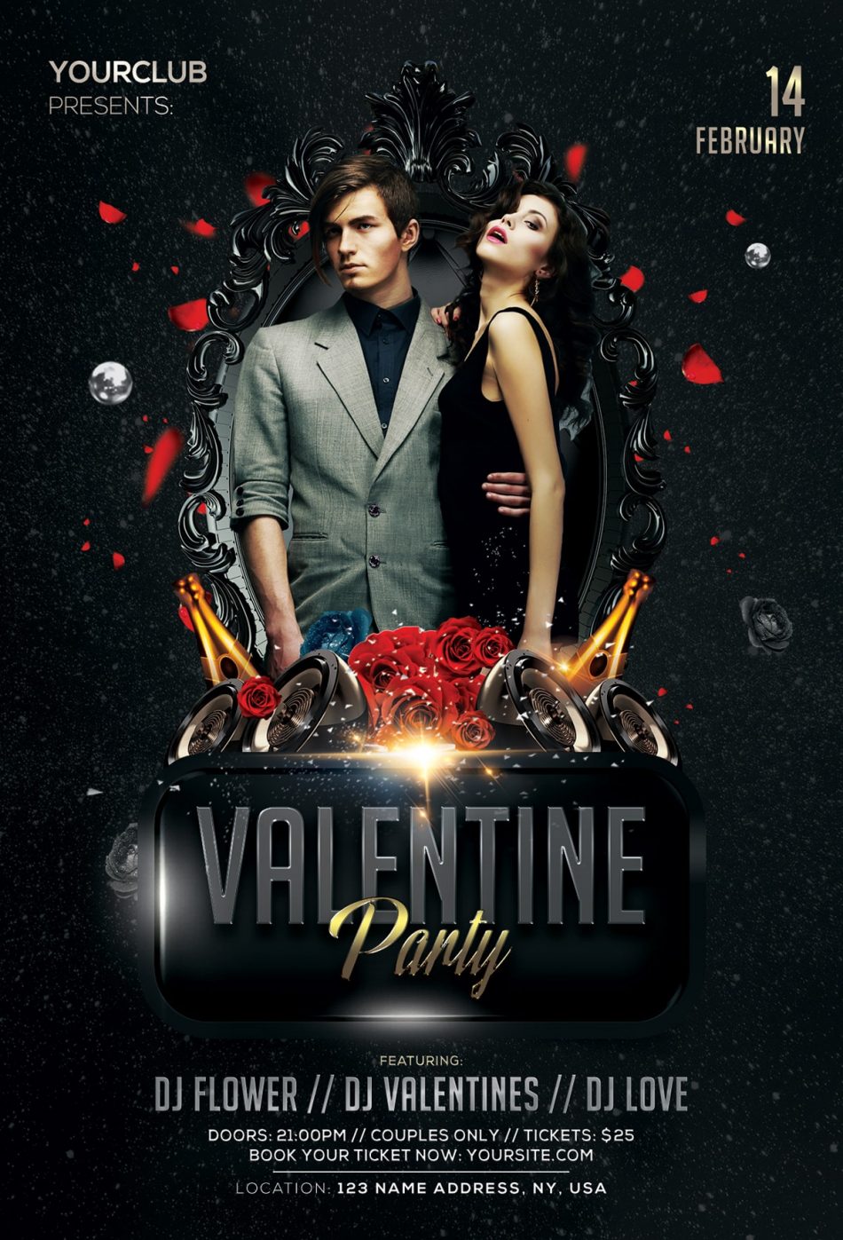 Free Valentine’s Party 2019 PSD Flyer Template