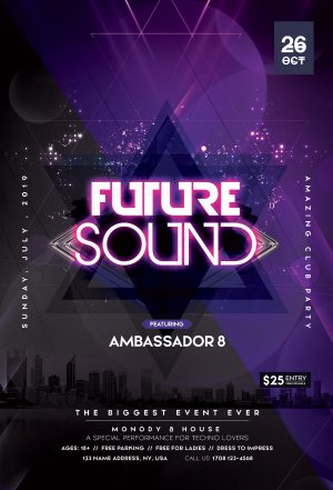 Future Sound – Free Futuristic PSD Flyer Template