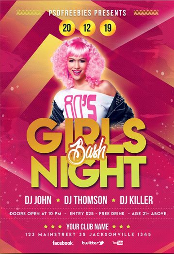 Girls Party Free PSD Flyer Template - PSDFlyer