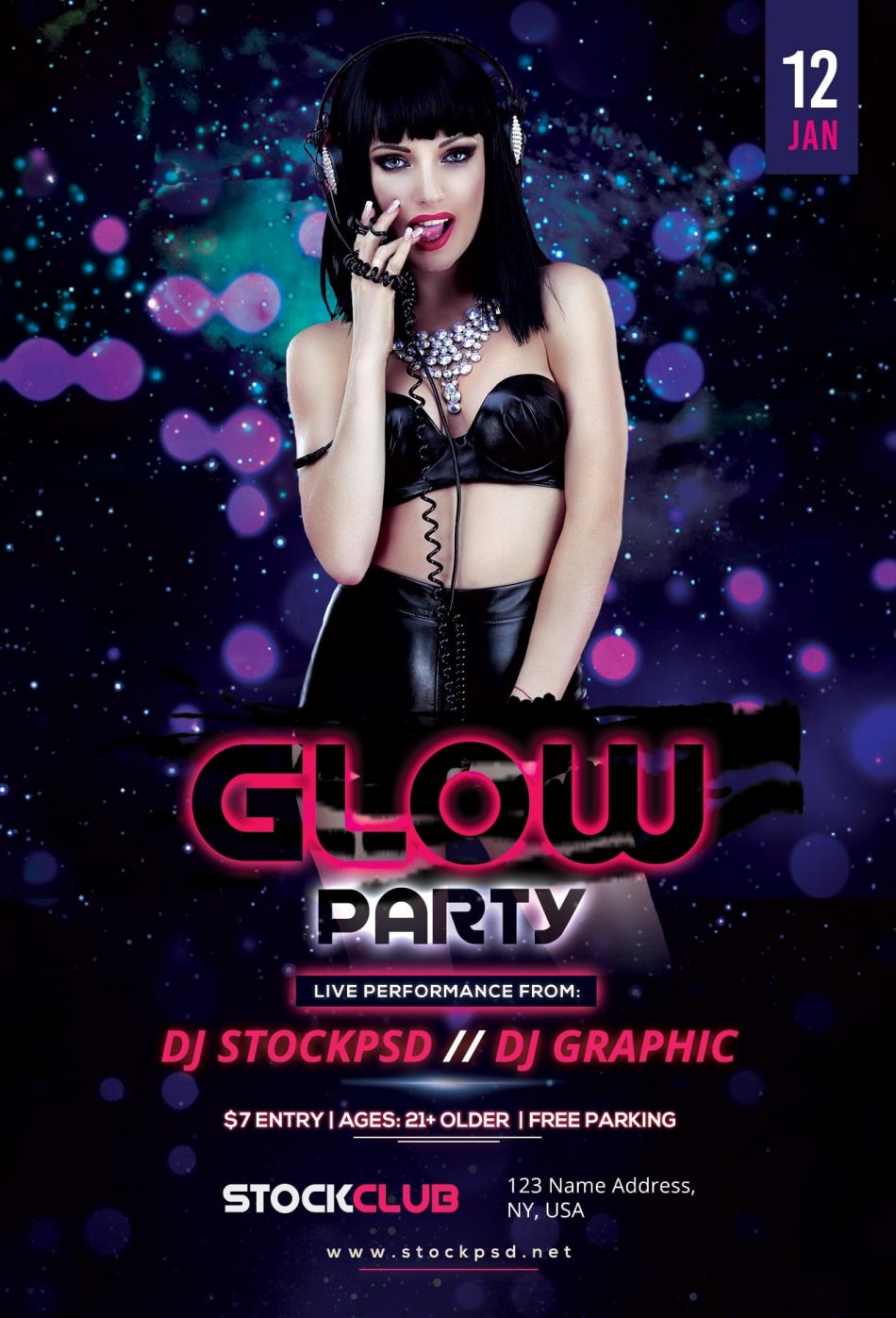 Glow Party – Free PSD Flyer Template