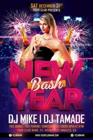 New Year Bash Free PSD Flyer Template
