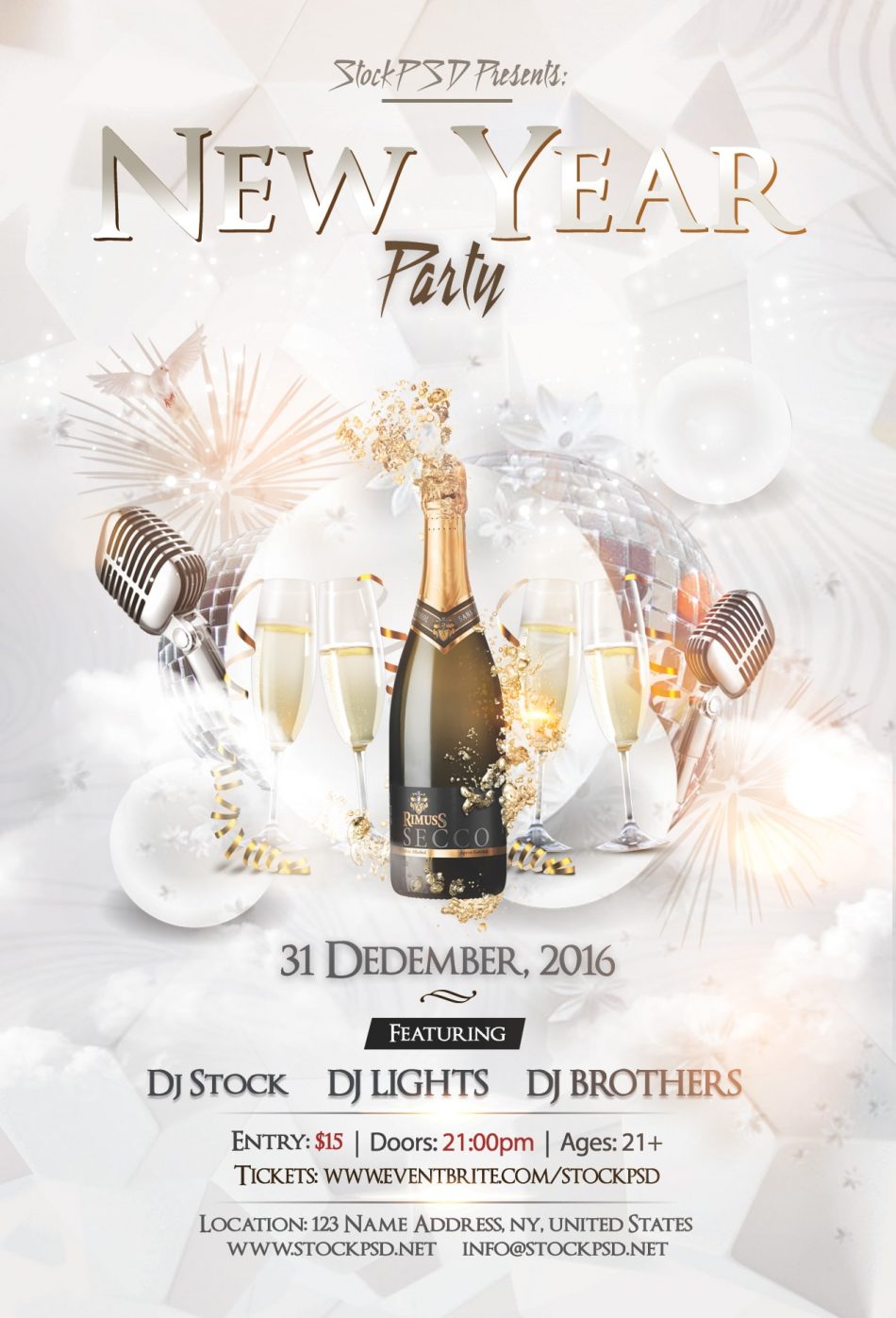 New Year Eve Party – PSD Free NYE Flyer Template - PSDFlyer Intended For Free New Years Eve Flyer Template