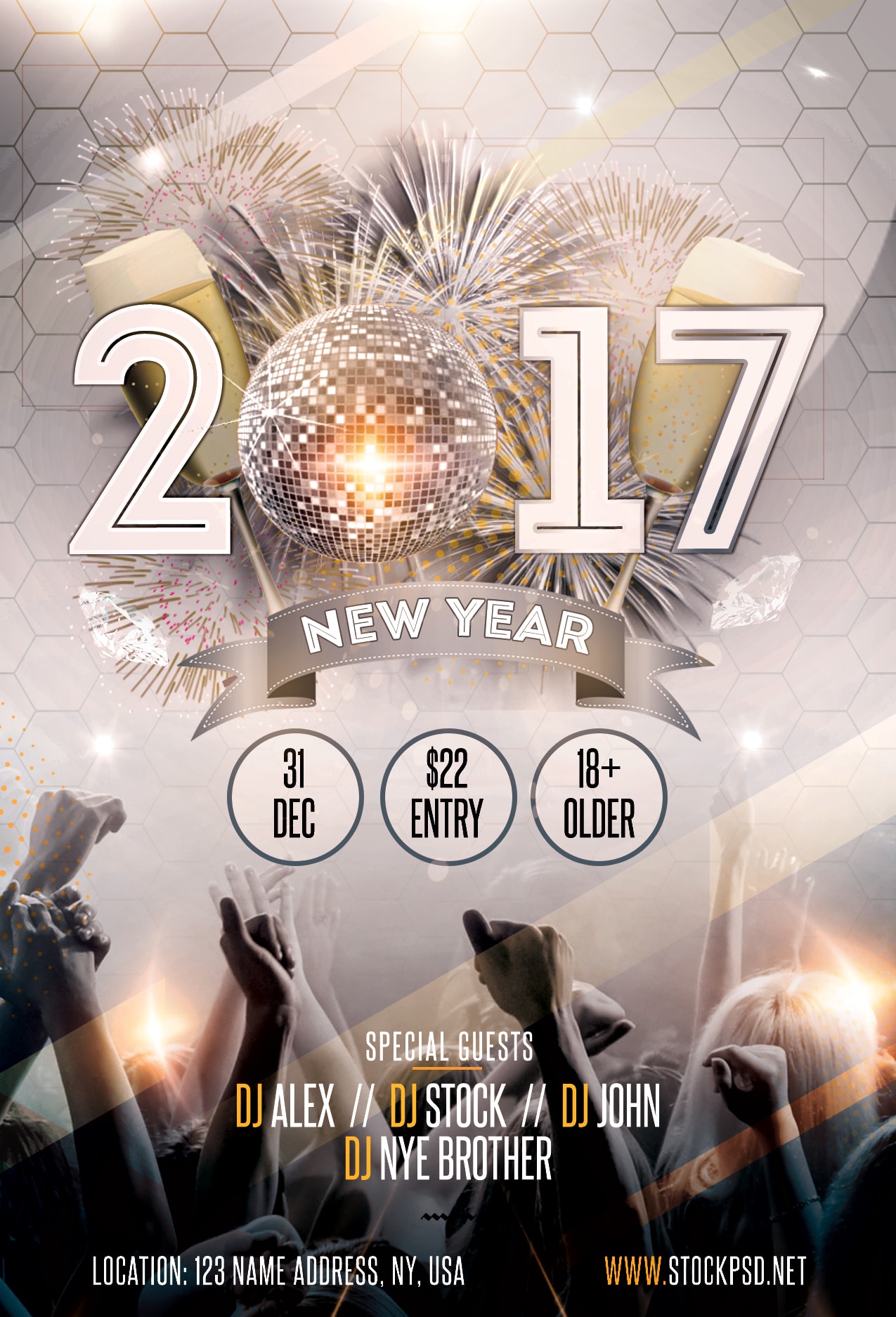 New Year Party Free PSD Flyer Template - PSDFlyer