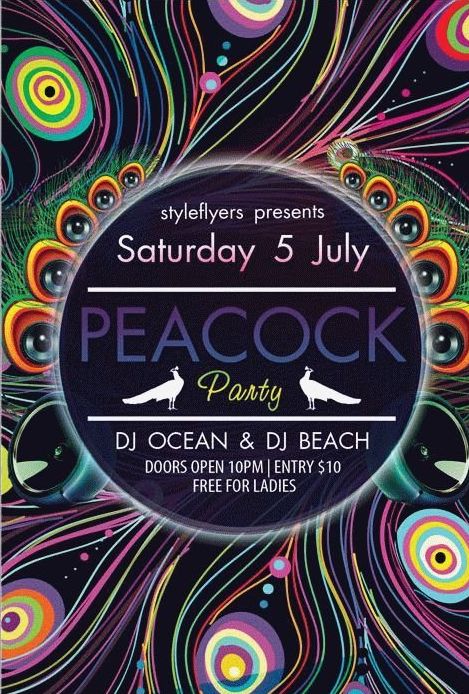 Peacock Party FREE PSD Flyer Template