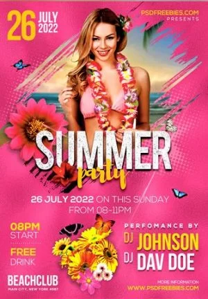 Summer Party Free PSD Flyer Template