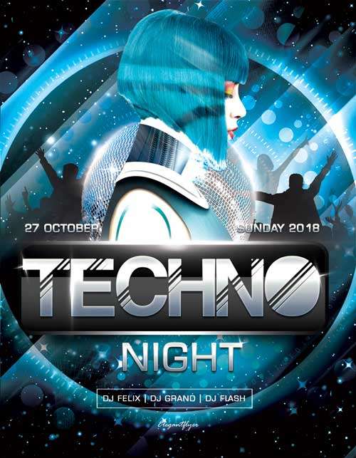 Techno Night Free Psd Flyer Template Psdflyer