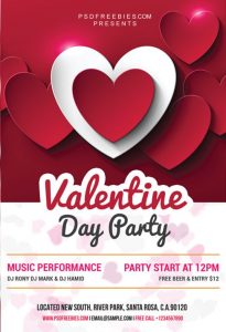 Valentine Day Party Free PSD Flyer