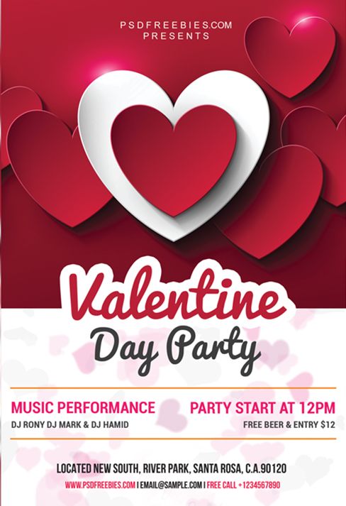 Valentine Day Party Free PSD Flyer - PSDFlyer