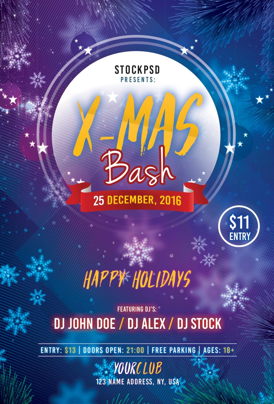 X-Mas Bash – Free PSD Flyer Template