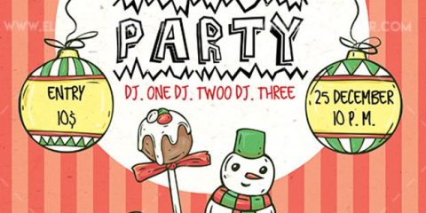 Christmas Snowman Party Free PSD Flyer Template
