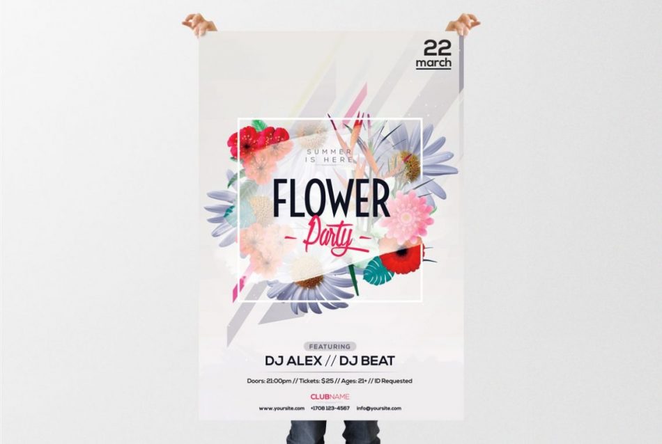 Flower Party – Free PSD Flyer Template
