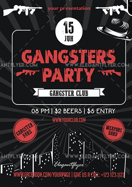 Gangsters Party – Free Flyer PSD Template