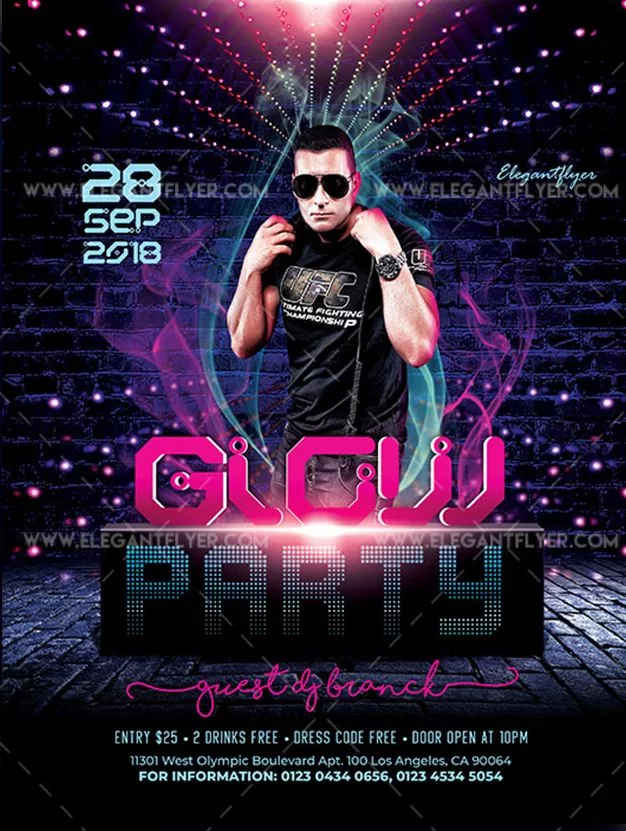 Glow Party – Free Flyer PSD Template