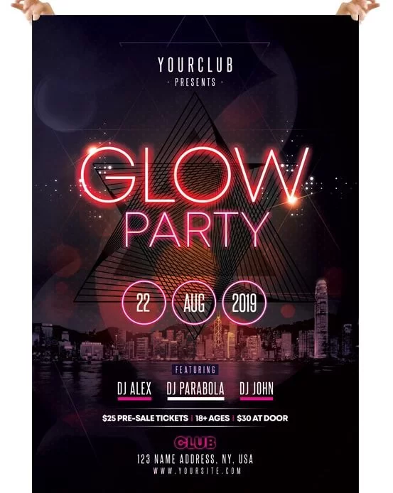 Glow Party – Free PSD Flyer Template