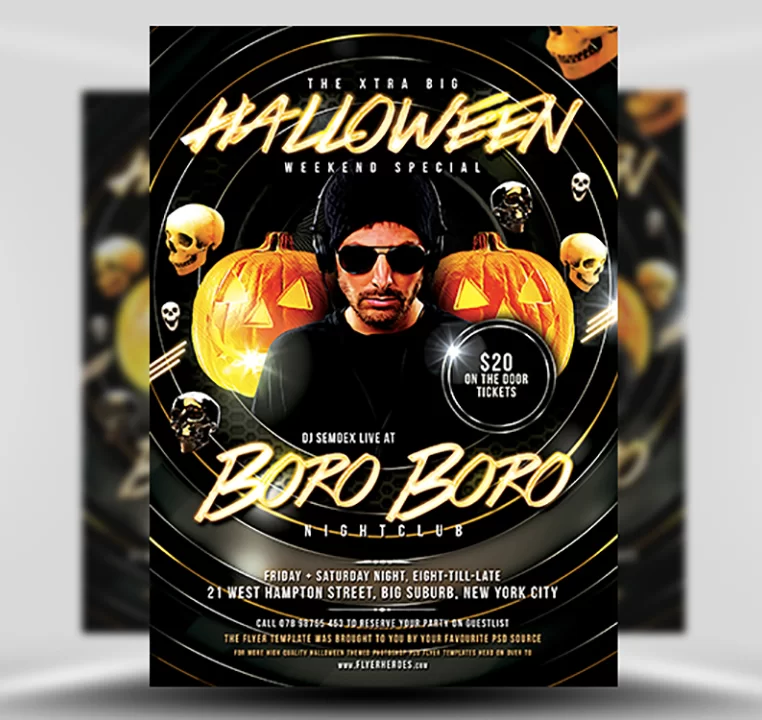 Halloween DJ Free PSD Flyer Template