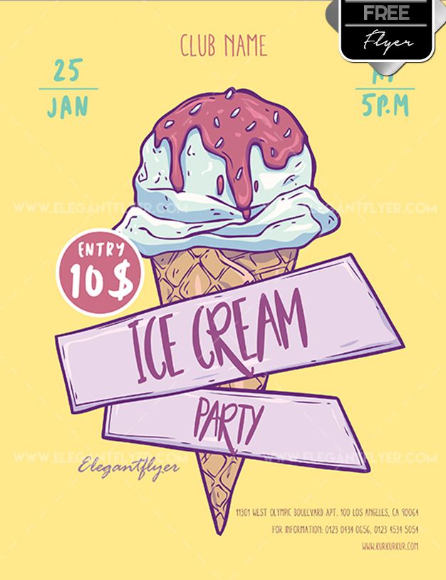 Ice Cream Party Free PSD Flyer Template