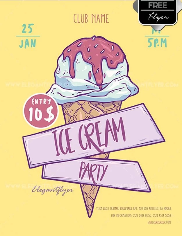 Ice Cream Party Free PSD Flyer Template