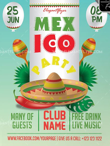 Mexico Party – Free Flyer PSD Template