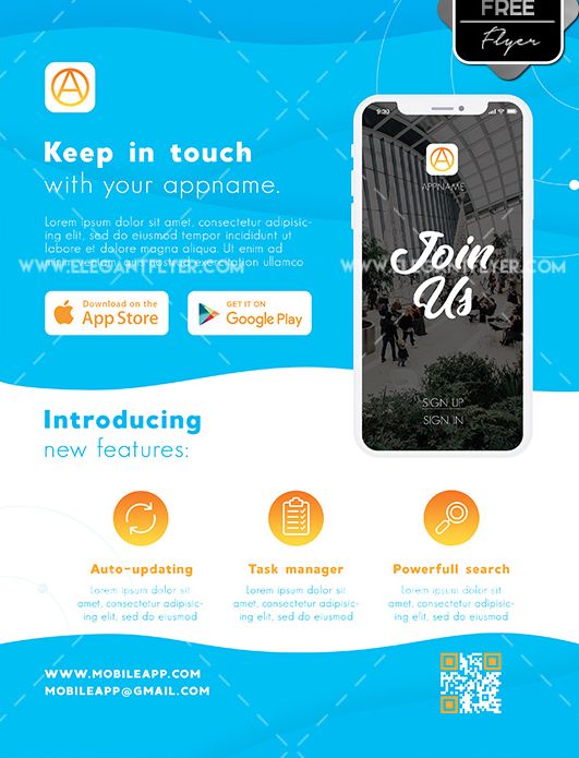 Mobile App Free PSD Flyer Template