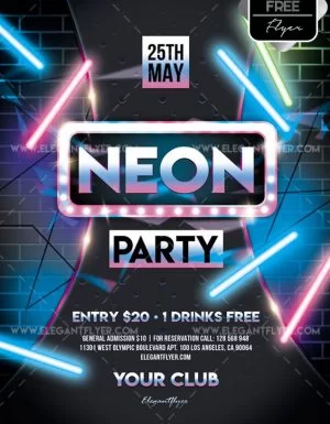 Neon Party – Free Flyer PSD Template
