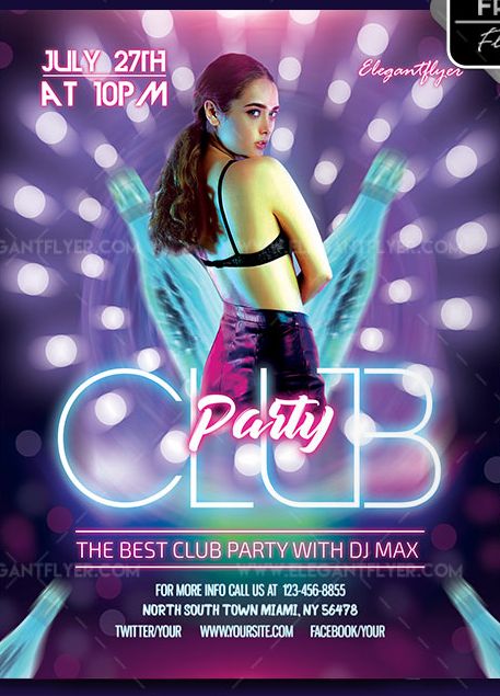 Neon Party – Free Flyer PSD Template