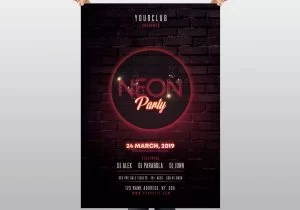 Neon Party – PSD Free Flyer Template