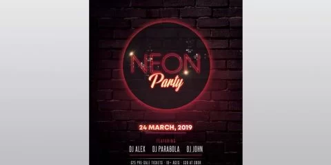 Neon Party – PSD Free Flyer Template