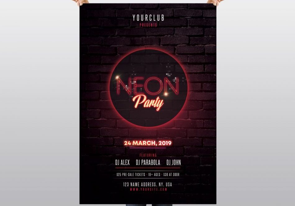 Neon Party – PSD Free Flyer Template