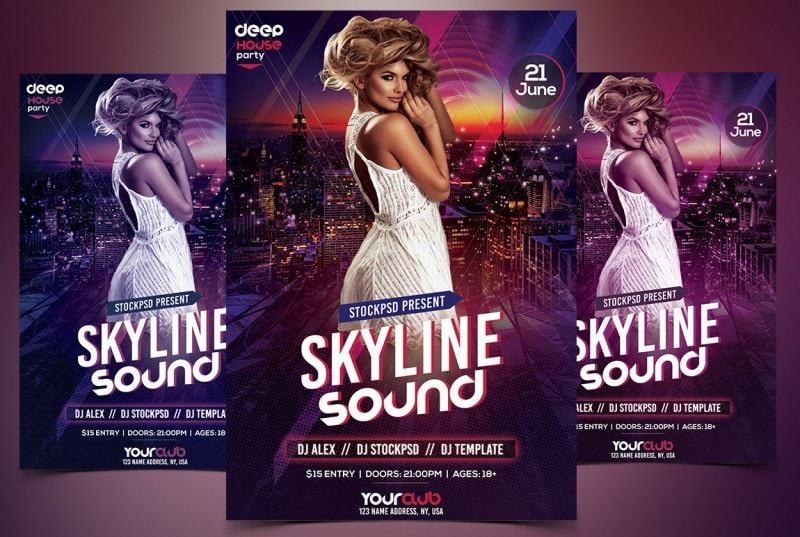Skyline Sound – Free PSD Flyer Template