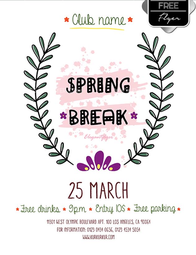 Spring Break Flyer Template - Printable Word Searches
