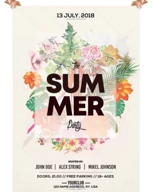 Summer Floral – Free PSD Flyer Template