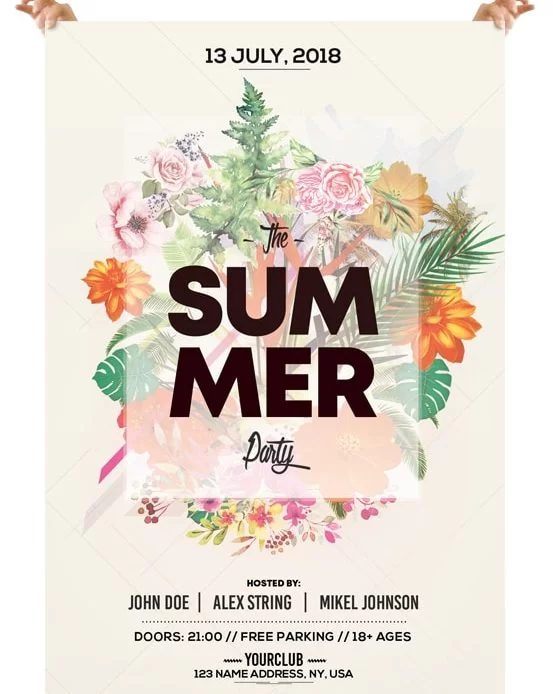 Summer Floral – Free PSD Flyer Template