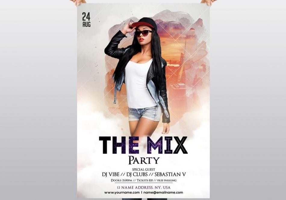 The Mix – Free White Party PSD Flyer Template