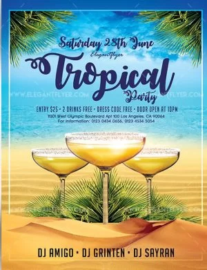 Tropical Party – Free Flyer PSD Template