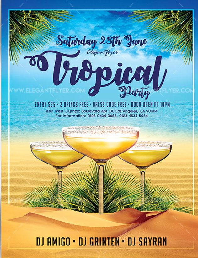 Tropical Party Free Flyer Psd Template Psdflyer