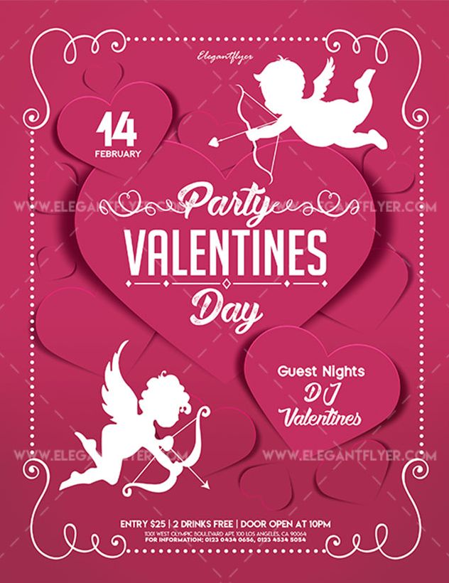 Valentines Day Party Free Flyer PSD Template PSDFlyer