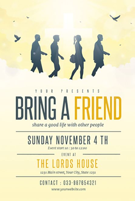 Bring A Friend to Church Free PSD Flyer Template