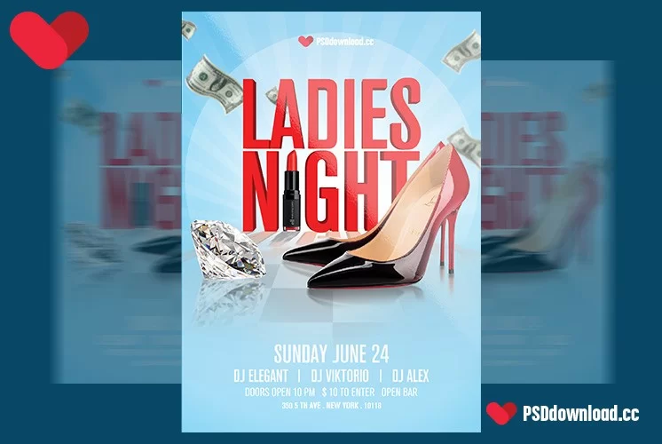 Free Ladies Night Flyer PSD Template