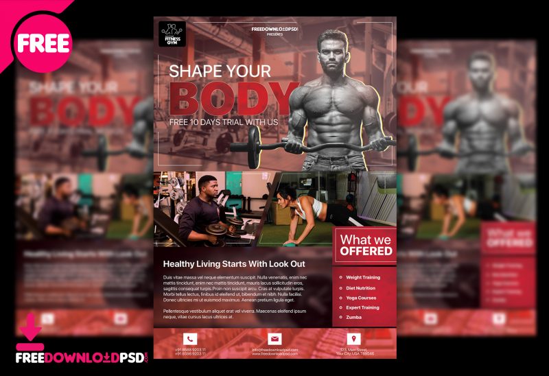 Gym Free Flyer PSD Template
