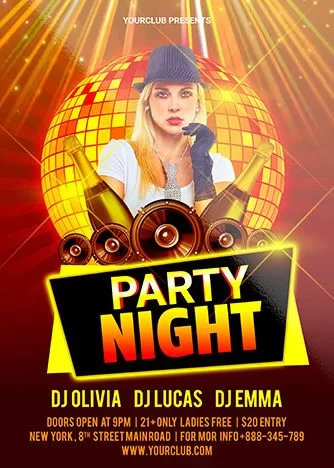 Night Party Free Flyer PSD Template