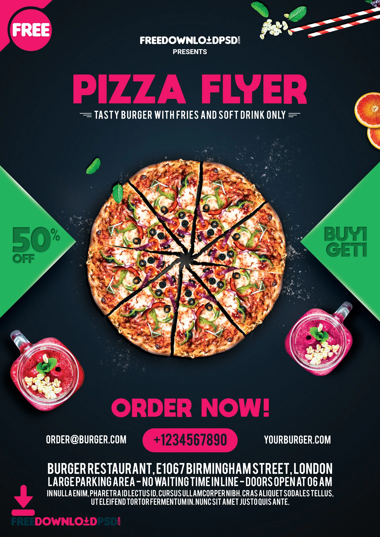 Pizza Flyer Free Template PSD