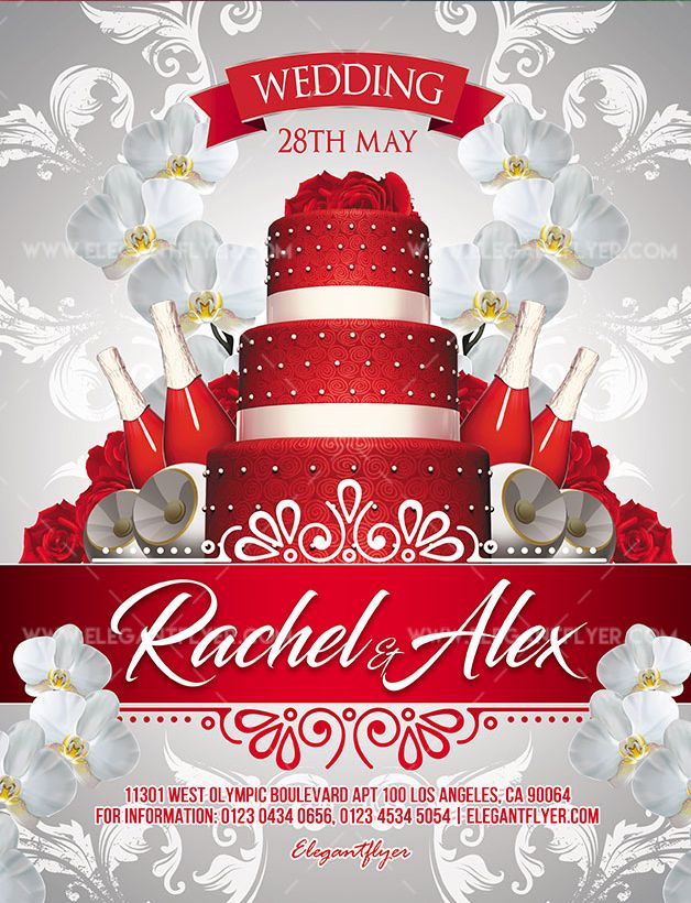 Red and White Wedding – Free PSD Flyer Template