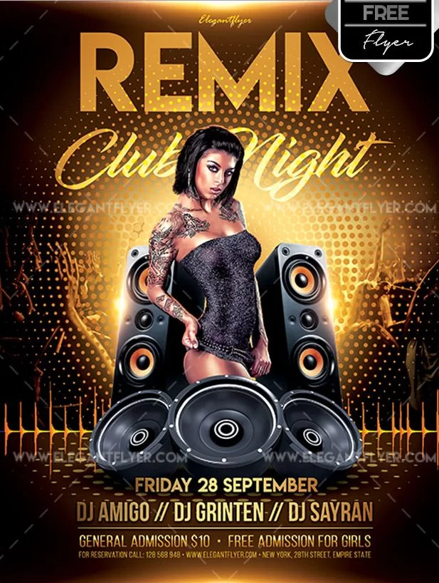 Remix Club Night – Free Flyer PSD Template