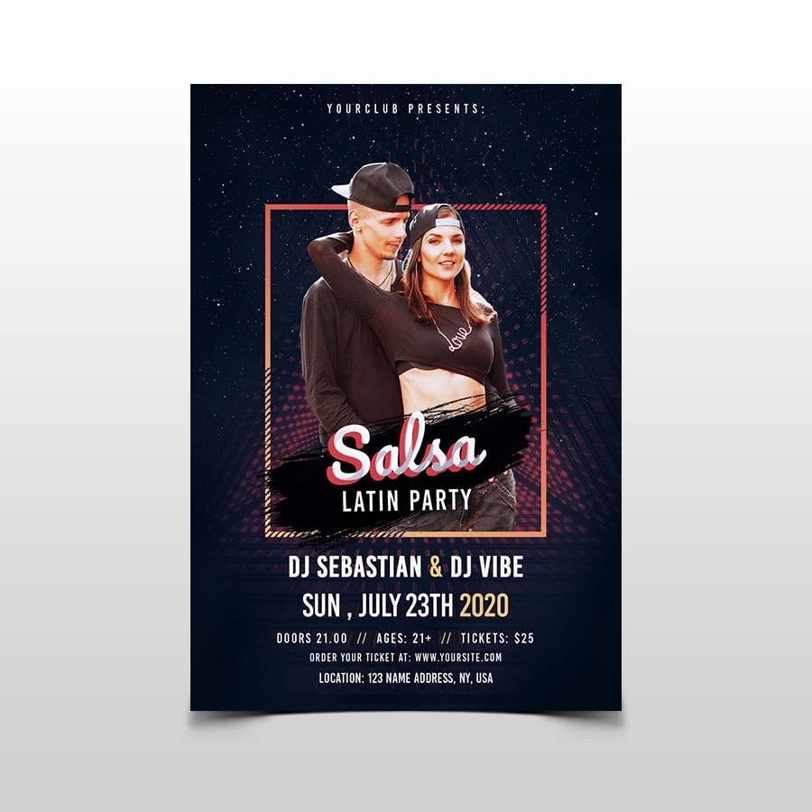 Salsa Latin Party Free PSD Flyer Template