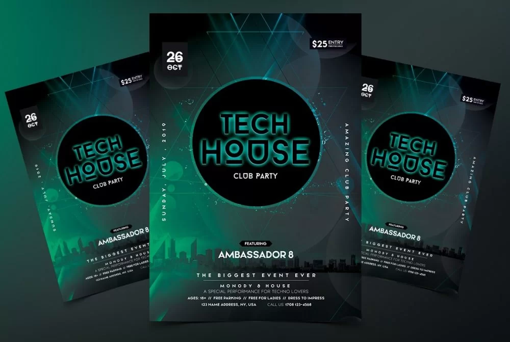 Tech House PSD Free Flyer Template